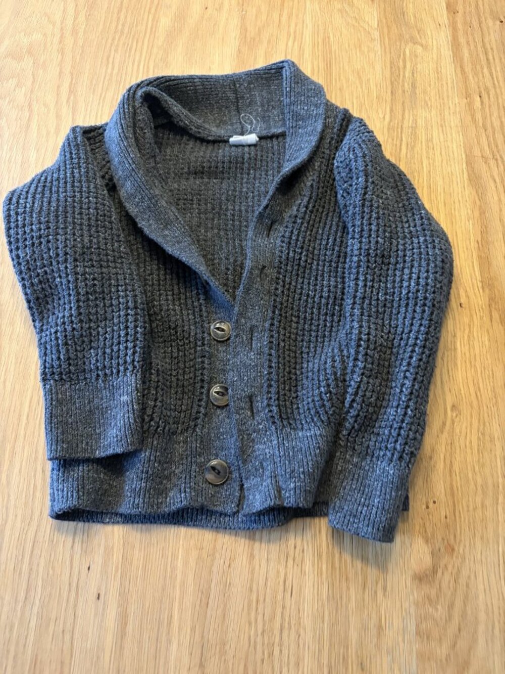 Baby Gap Boys 4 Years Shawl Collar Button Cardigan Sweater Gray Blue Knit